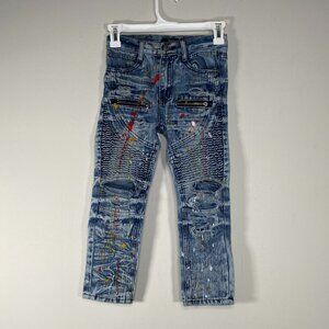 Lion Dynasty Denim Jeans Girl's 7 Distressed Paint Splatter Streaks Casual